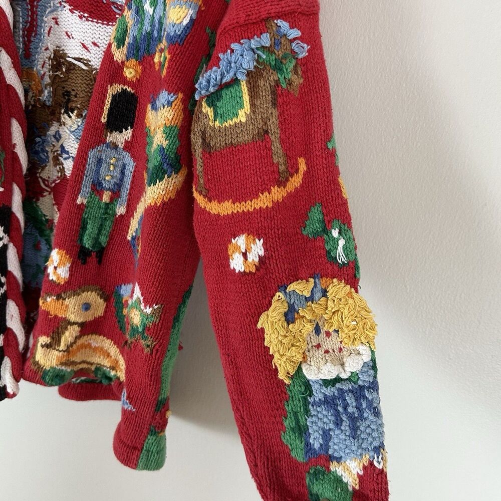 Vintage The Eagle's Eye S Teddy Bear Tacky Ugly Christmas Sweater Red Oversized - Picture 6 of 8